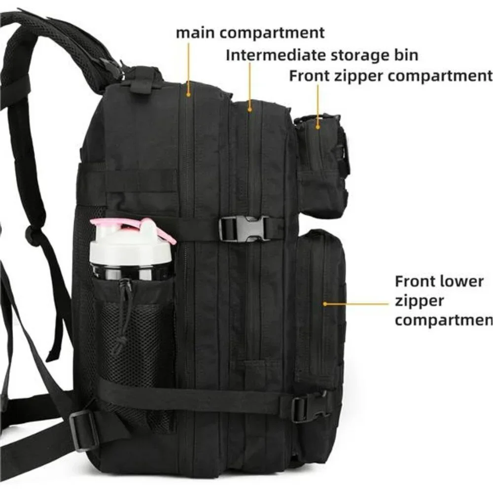 Tactical Assault Backpack 45L Waterproof Molle Military Hiking Travel Bag Black